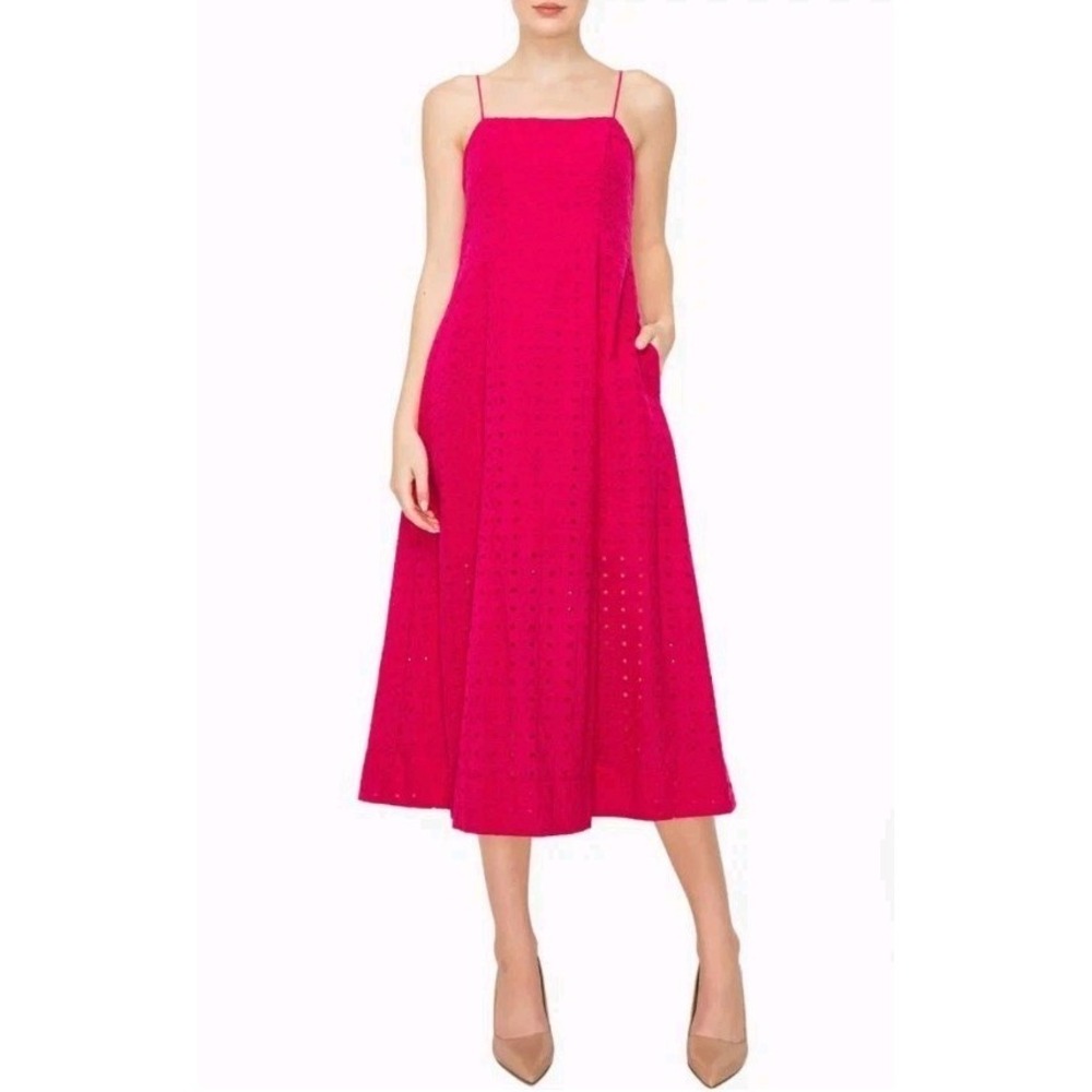 Melloday Women's Large Sleeveless Eyelet Beaded Lace Up Back Dress In Pink